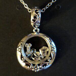 JTV Sterling Silver Dog Charm Pendant Swarovski Elements Chain